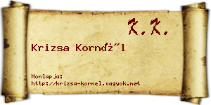 Krizsa Kornél névjegykártya